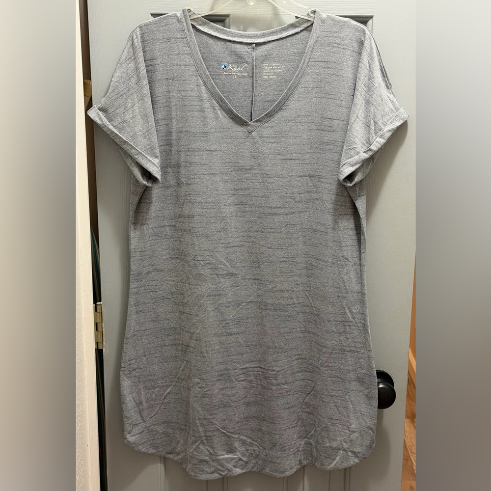 KUHL Intent Dress 4253 Gray Heathered Casual Tee Shirt Dress Women’s Size Large